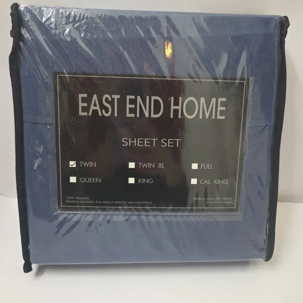 3 PC East End Home Twin Sheet Set, Blue Indigo